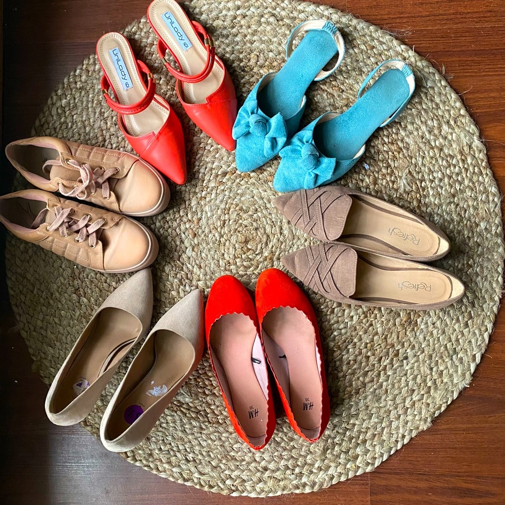 Six pairs of Color Shoes Nine West, SHEIN,JustFab